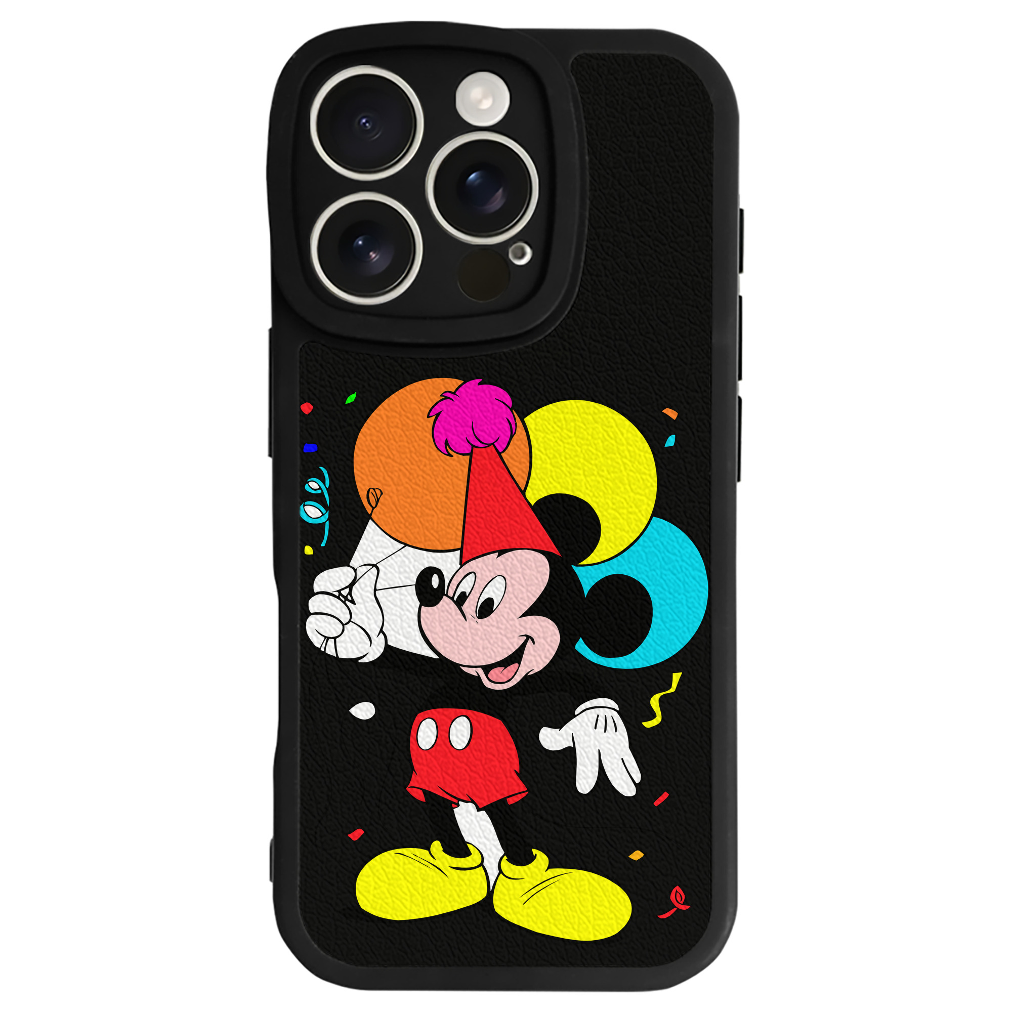 （画像用） ミッキーマウス Mickey Mouse 【iPhone 16シリーズ対応】シリコンスマホケース（レザー調） 材質：シリコン